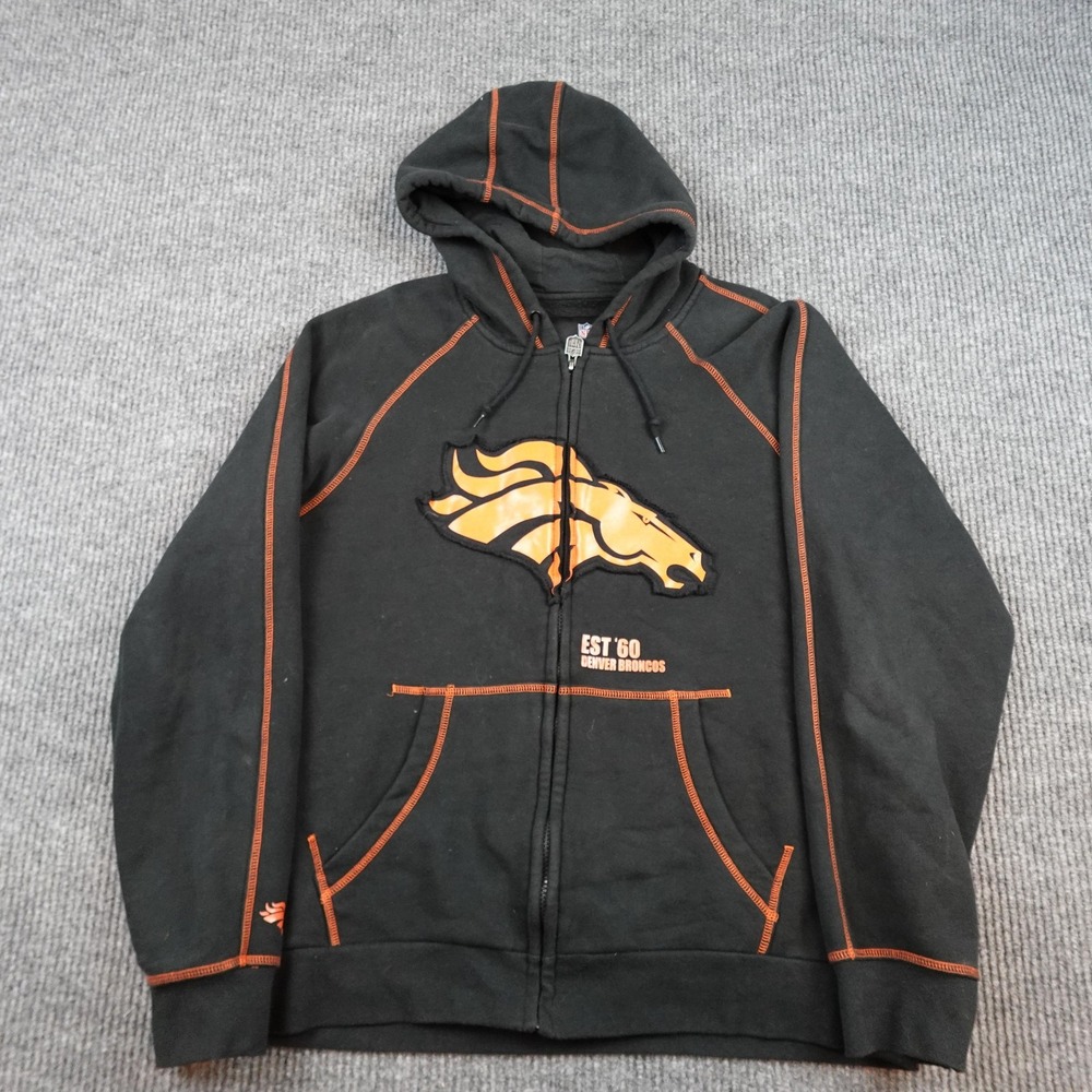 Denver Broncos Sweatshirt Hoodie Mens Large Black NFL Football NFL Pro Line Zip